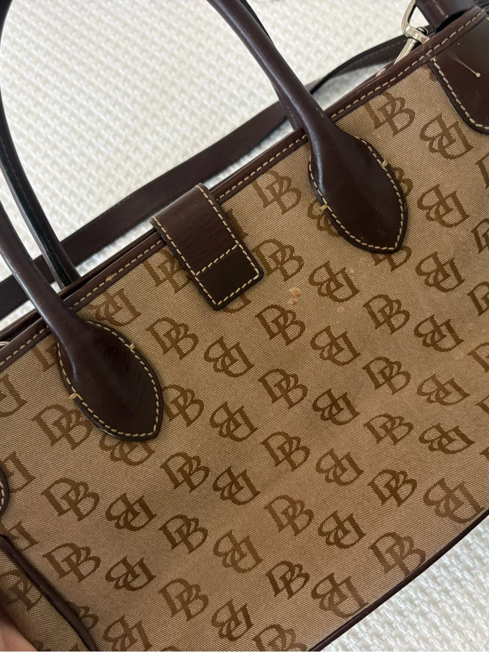 Dooney & Bourke Vintage Dark Brown Monogram Satchel Handbag